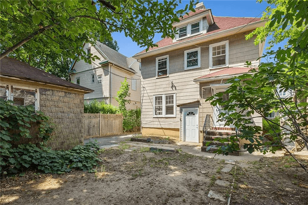 rear view of 761 east 22nd street with garage
