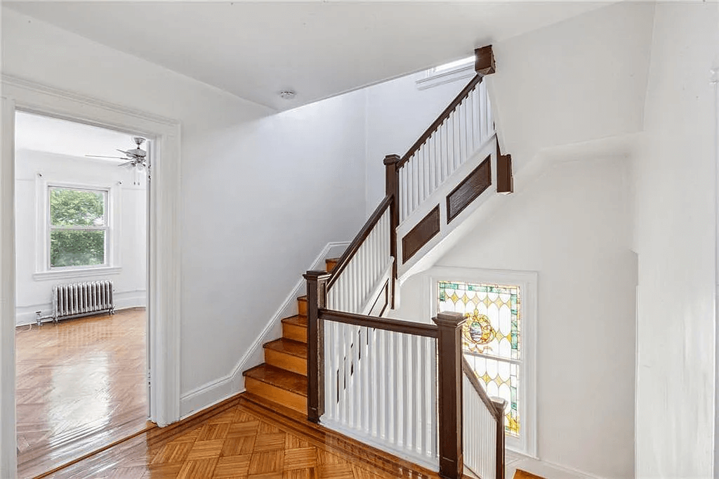 stair landing on second floor inside 761 east 22nd street