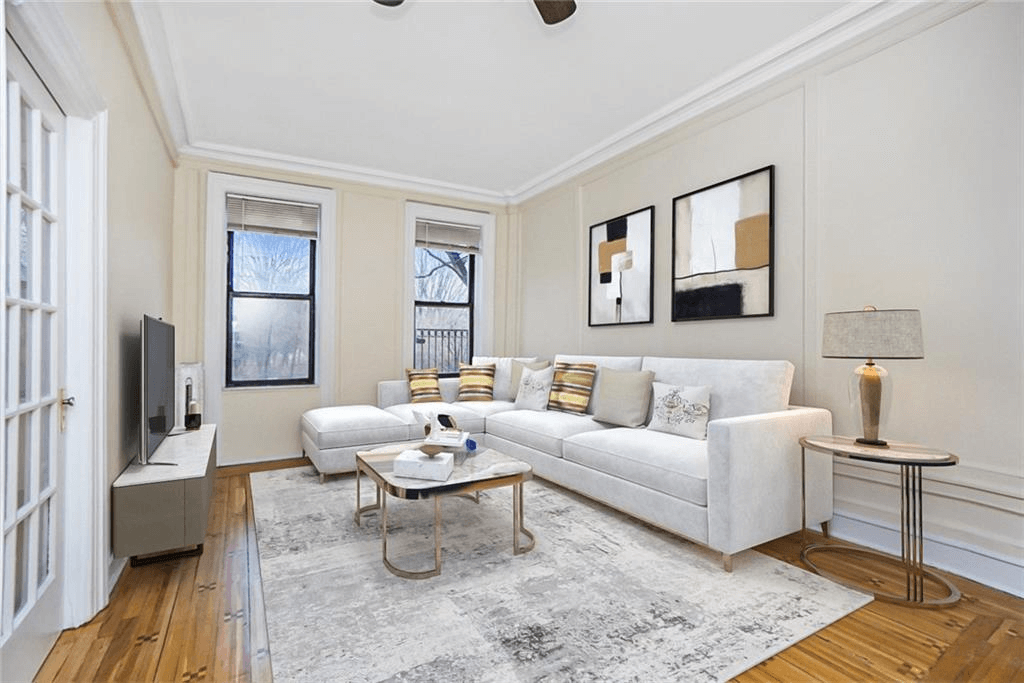 virtually staged living room of apt 39 at 14 prospect park southwest