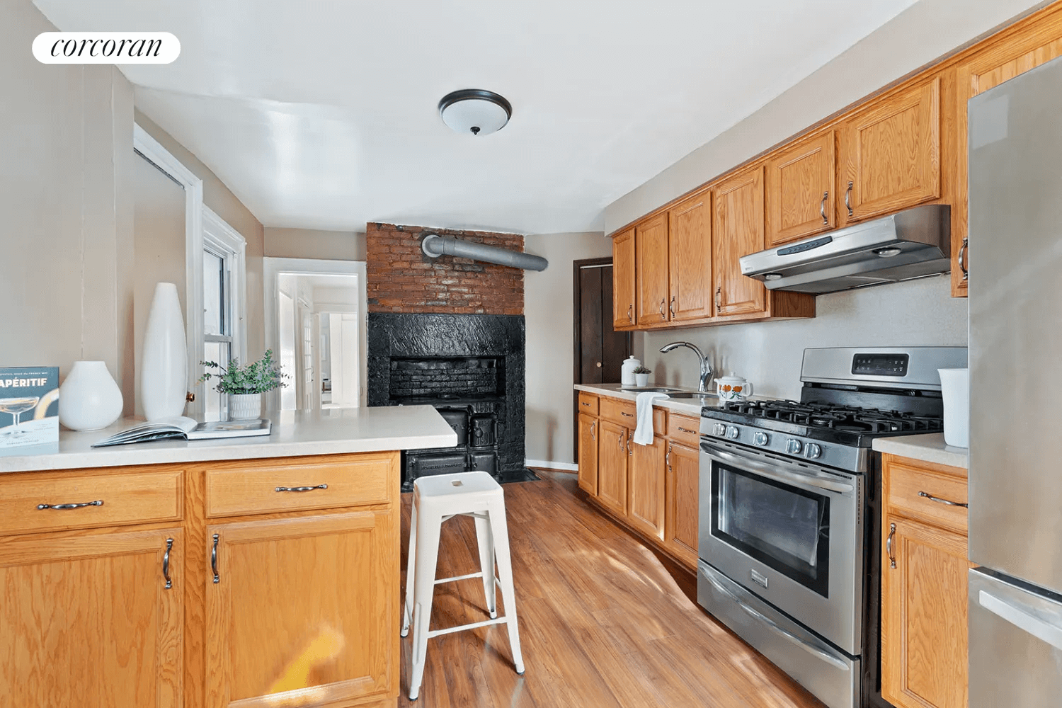 kitchen with wood cabinets