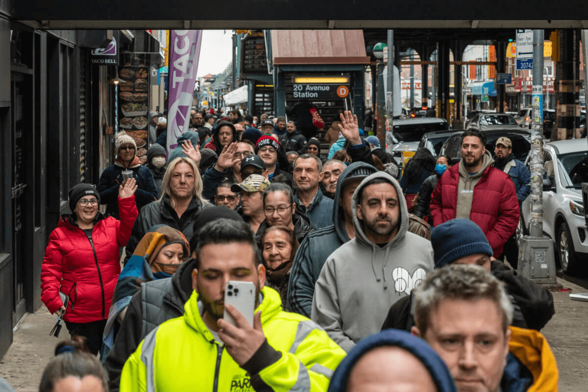 people standing on line