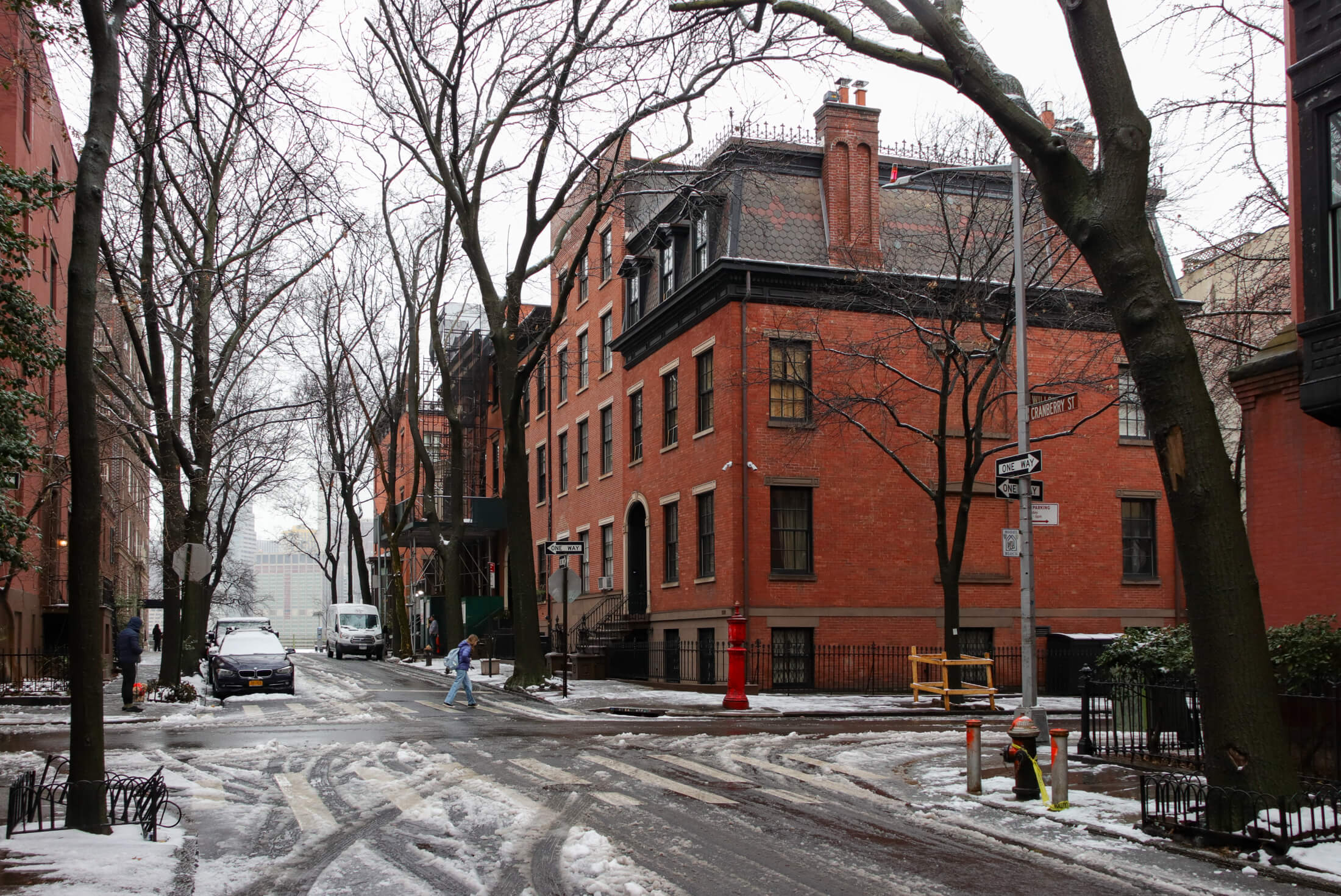 street scene with snow