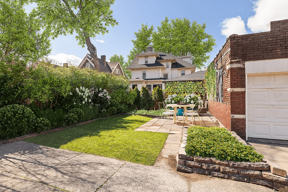 rear yard with garage