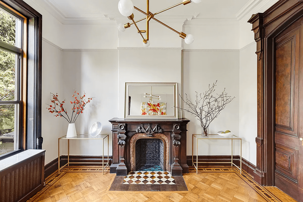 dining room with mantel