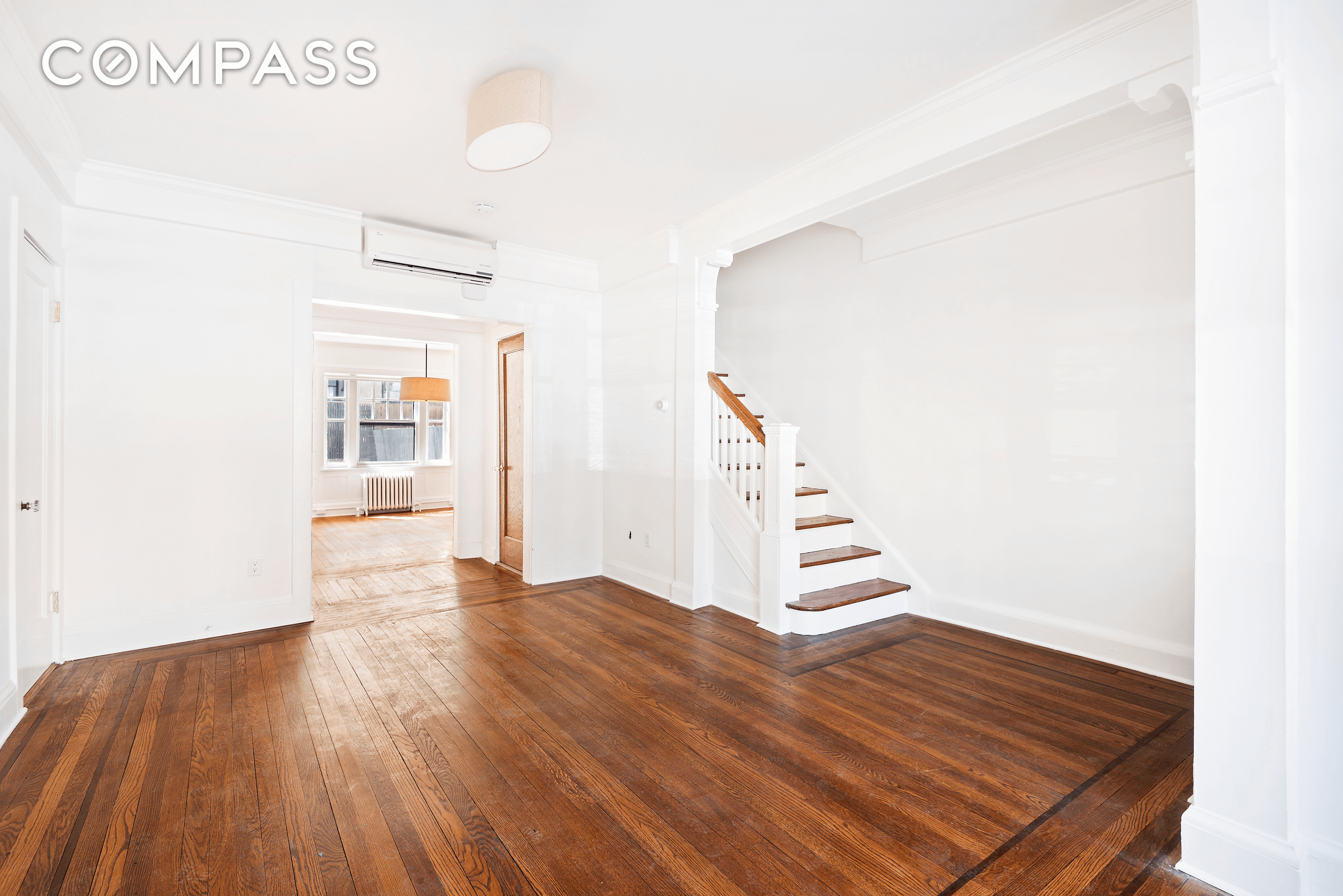 living room with stair