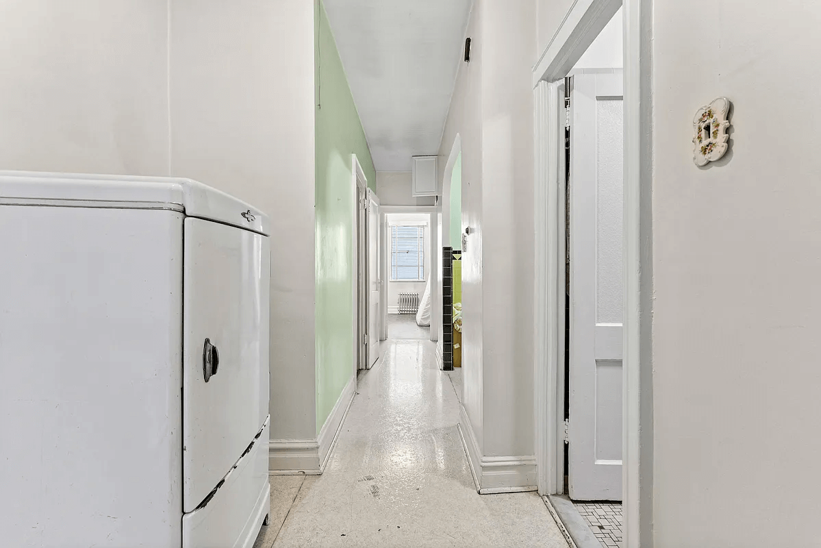 hallway with linoleum