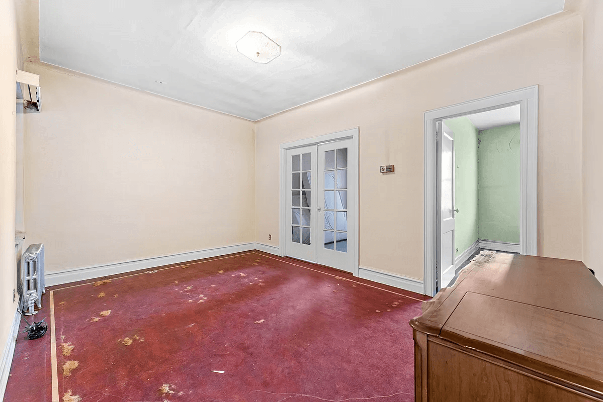 living room with carpet and french doors