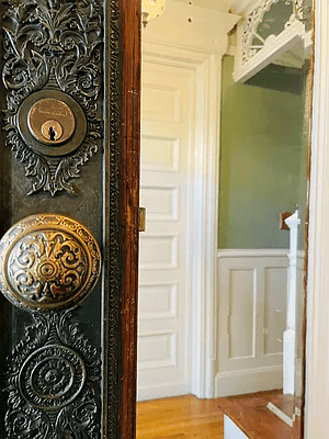 ornate hardware on entry door