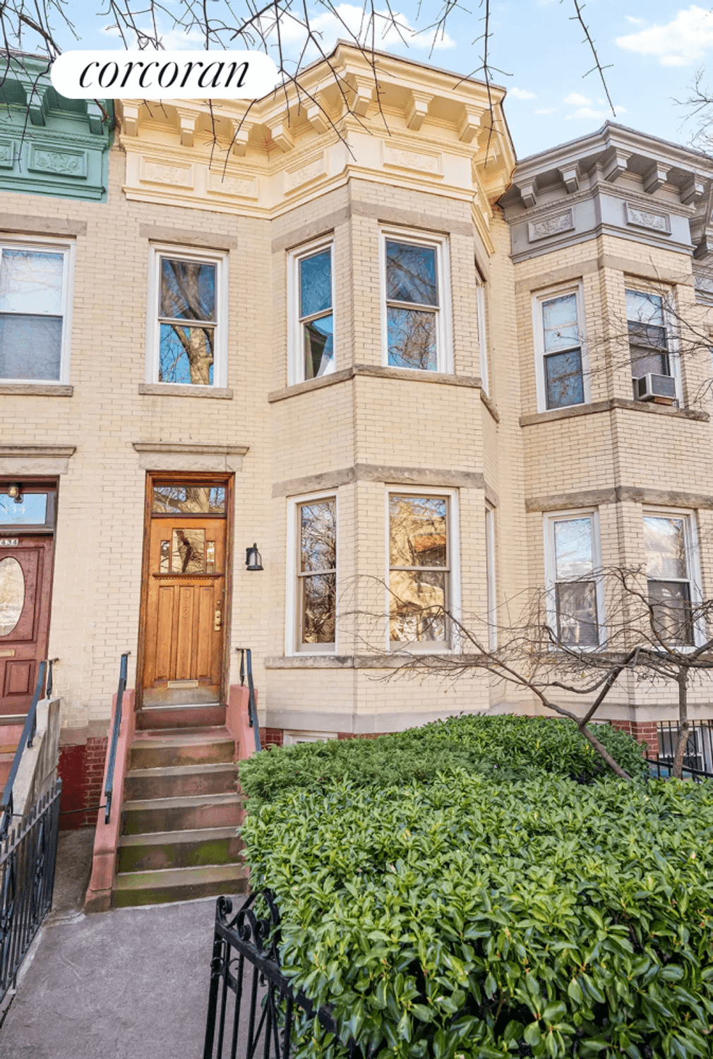 exterior of brick row house