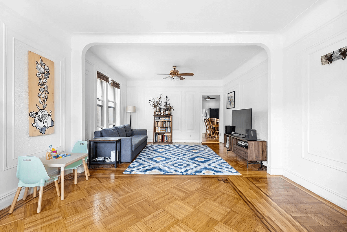 bay ridge living room with parquet floors