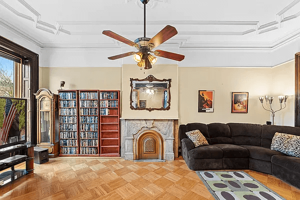 parlor with marble mantel