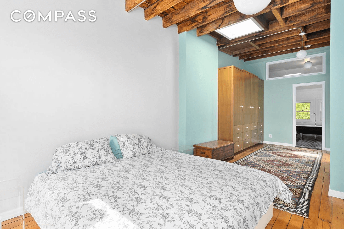 bedroom with exposed beams