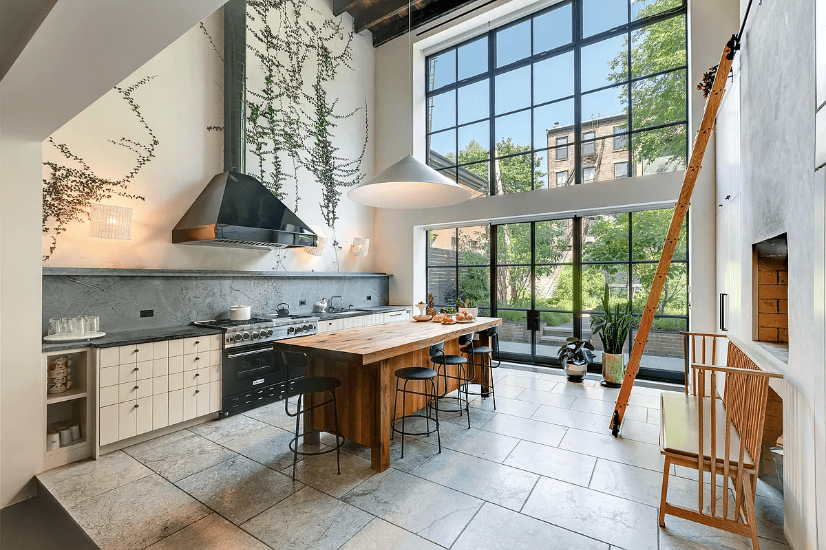 kitchen with wall of glass