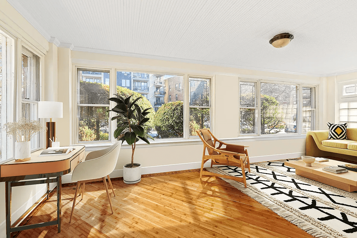 sun room with wood floors