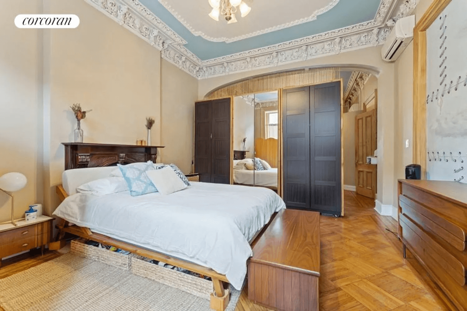 bedroom with view into parlor