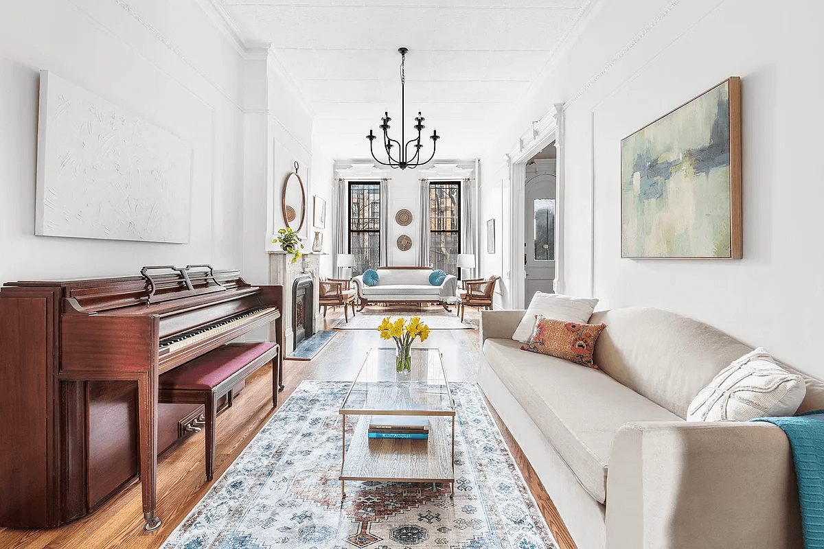 parlor with mantel and moldings