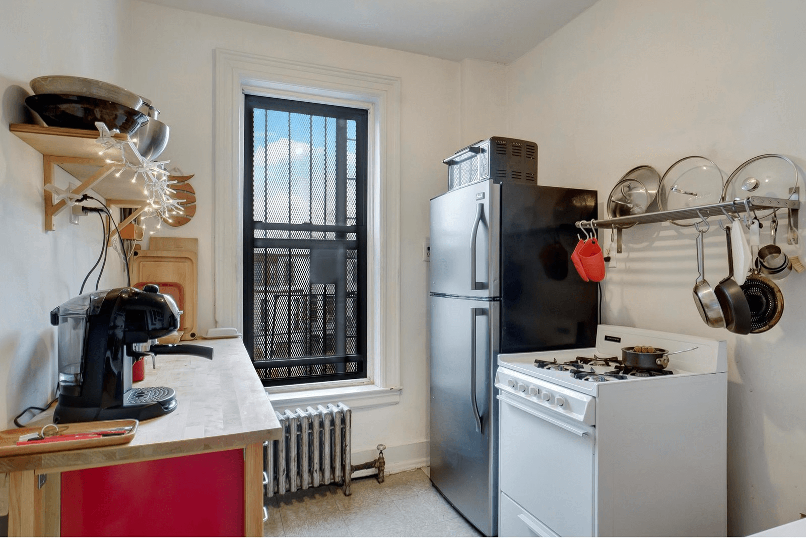 kitchen with butcher block counter