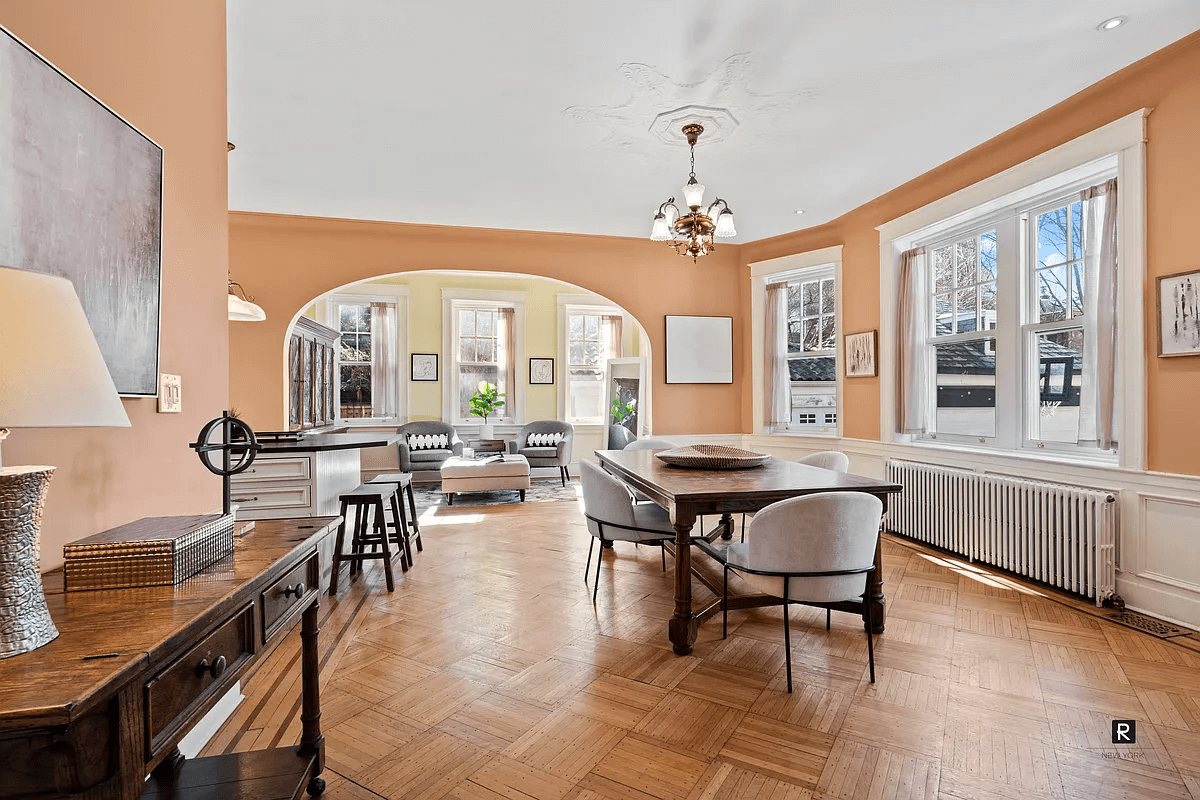 dining room with wood floors