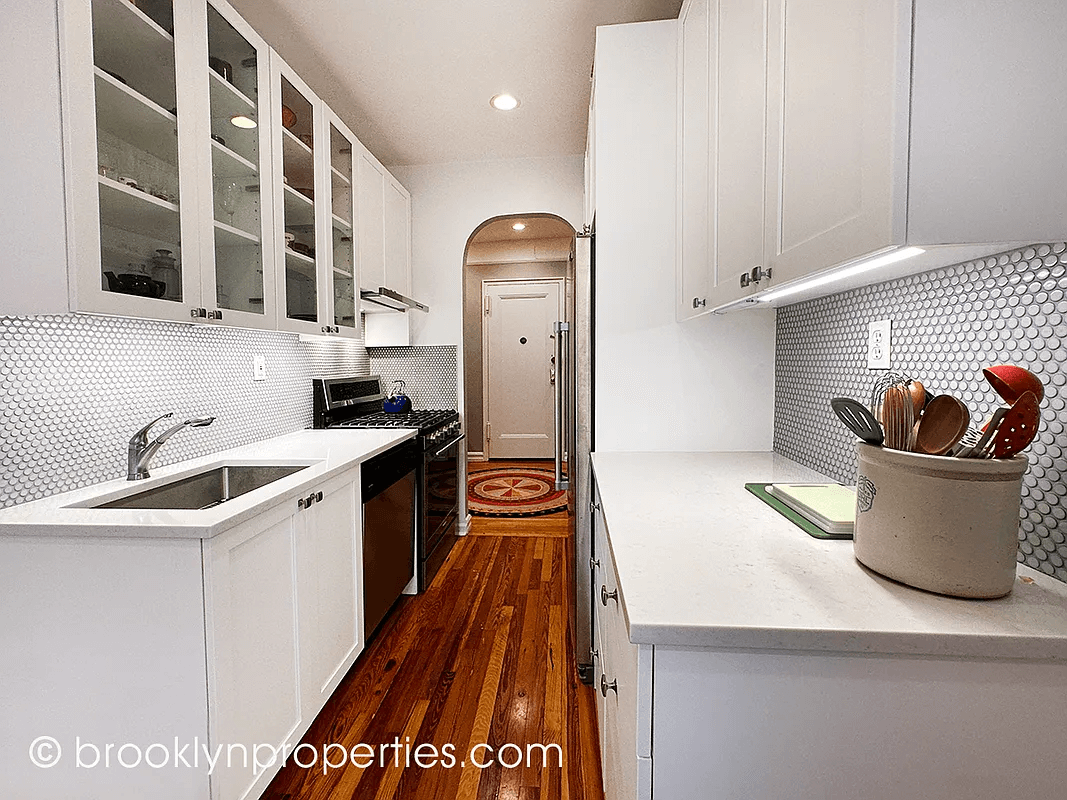 kitchen with white counters