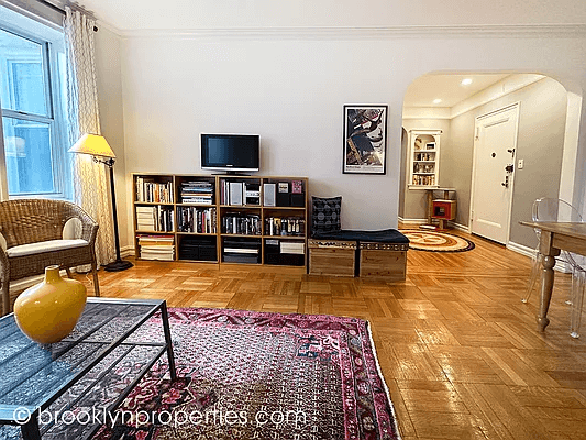 brooklyn co-op for sale - living room with wood floors