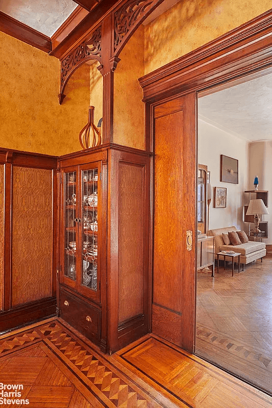 built-in and fretwork in the dining room