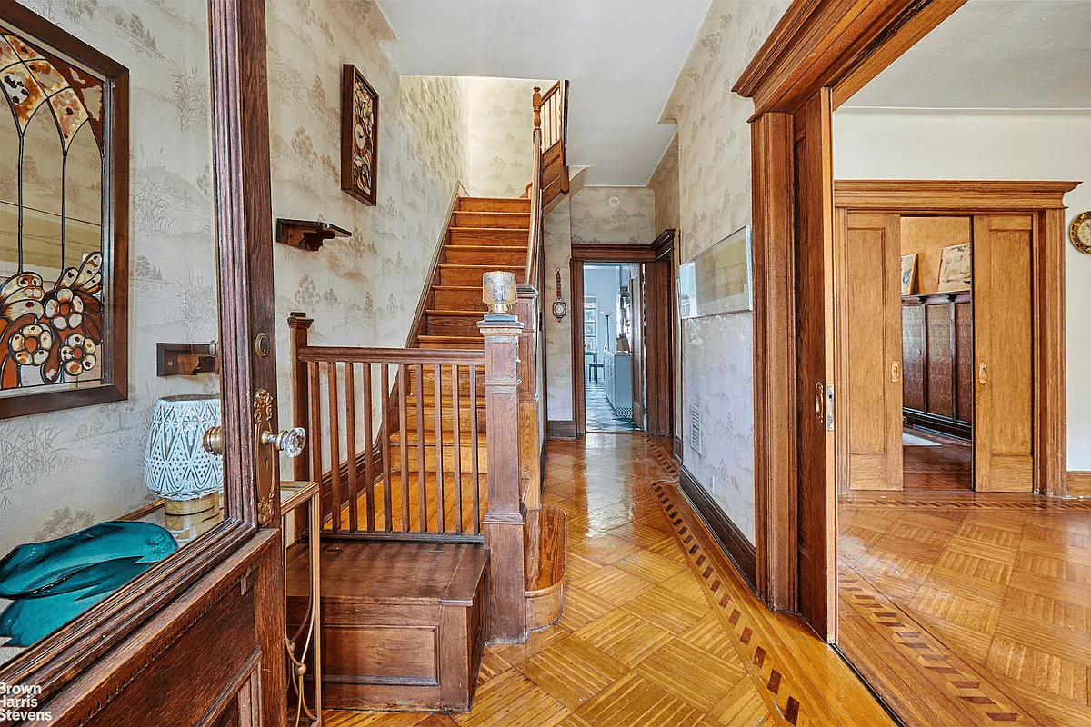 hall with pocket doors leading to parlor