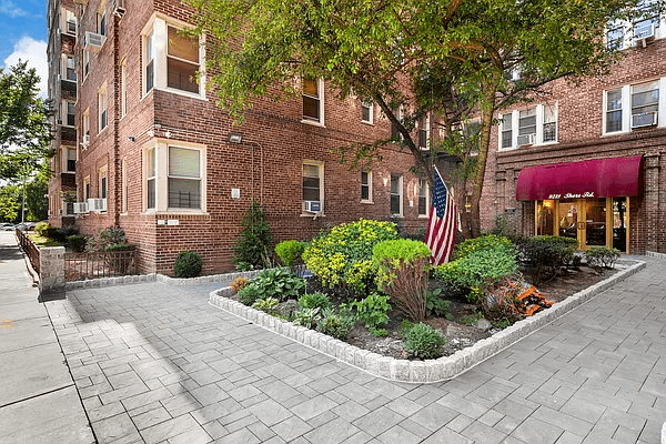 exterior of building with plantings