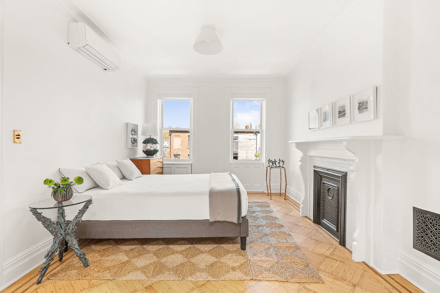 bedroom with mantel