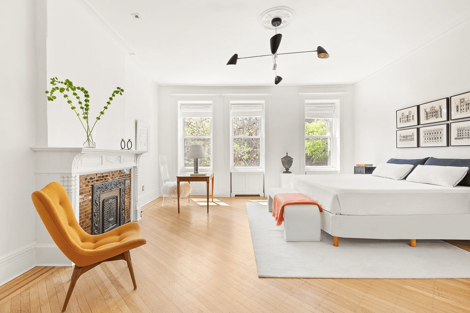 bedroom with mantel