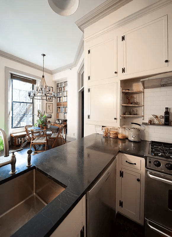 kitchen with view to dining area