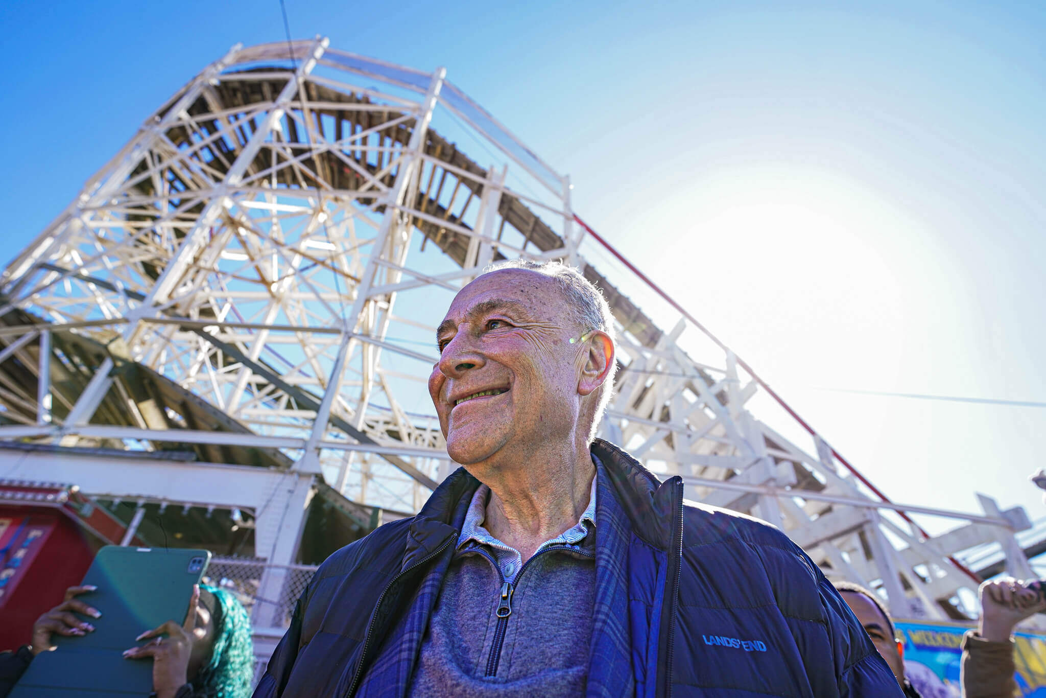 in front of the cyclone