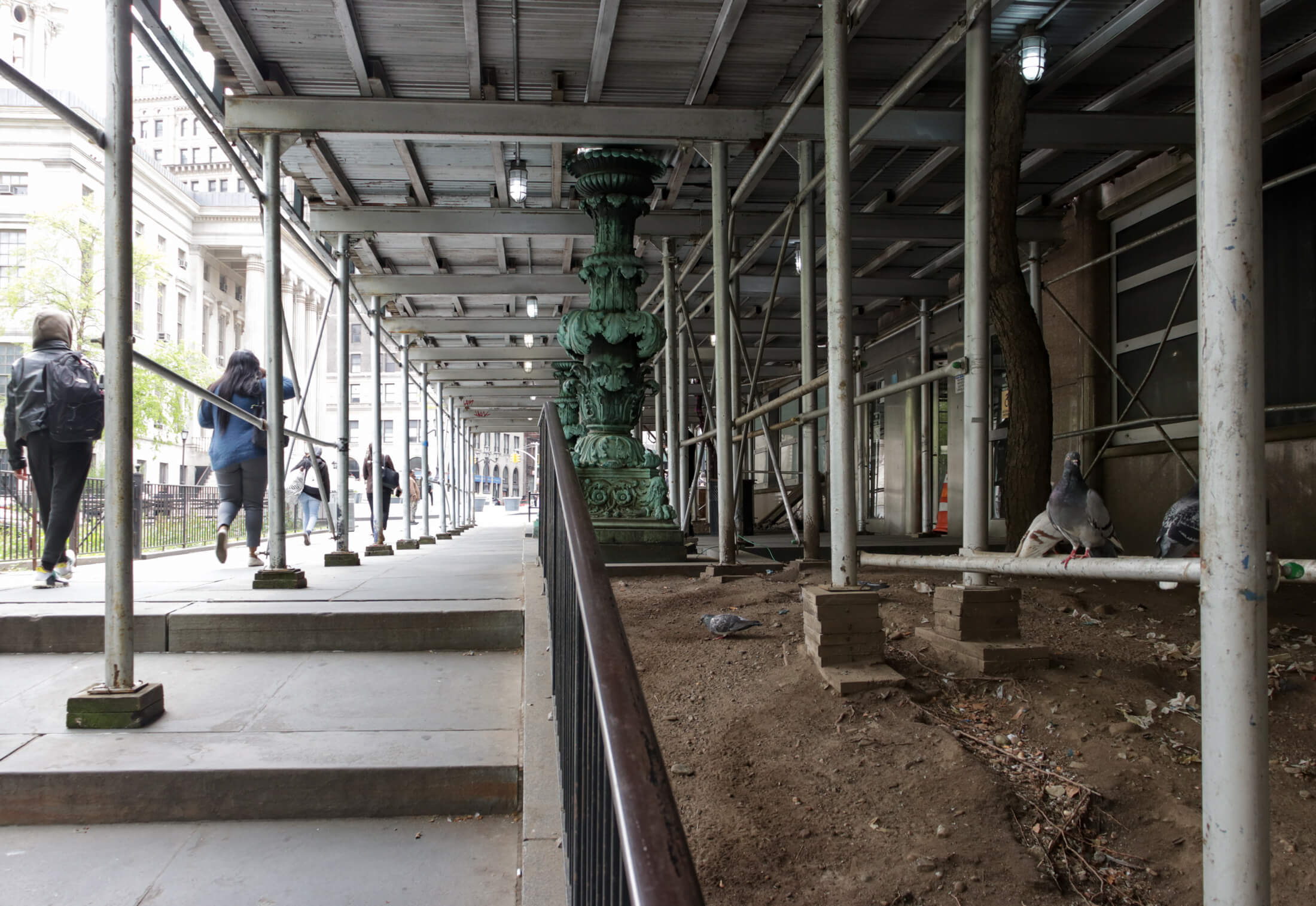 scaffolding over a sidewalk