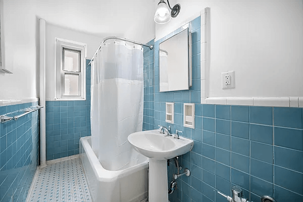 bathroom with blue tile