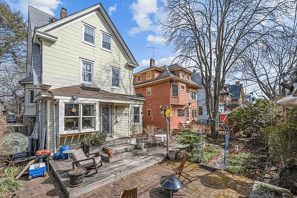 rear yard with raised patio