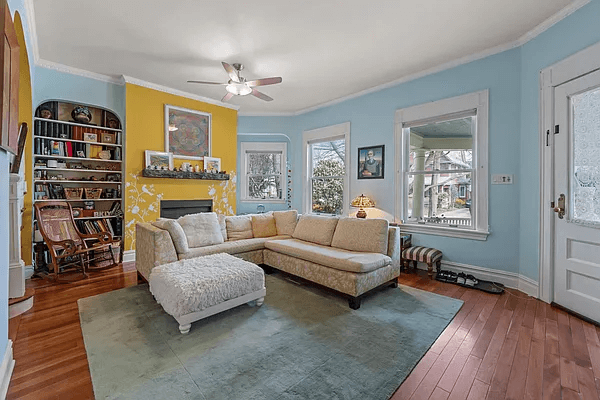 living room with view to porch