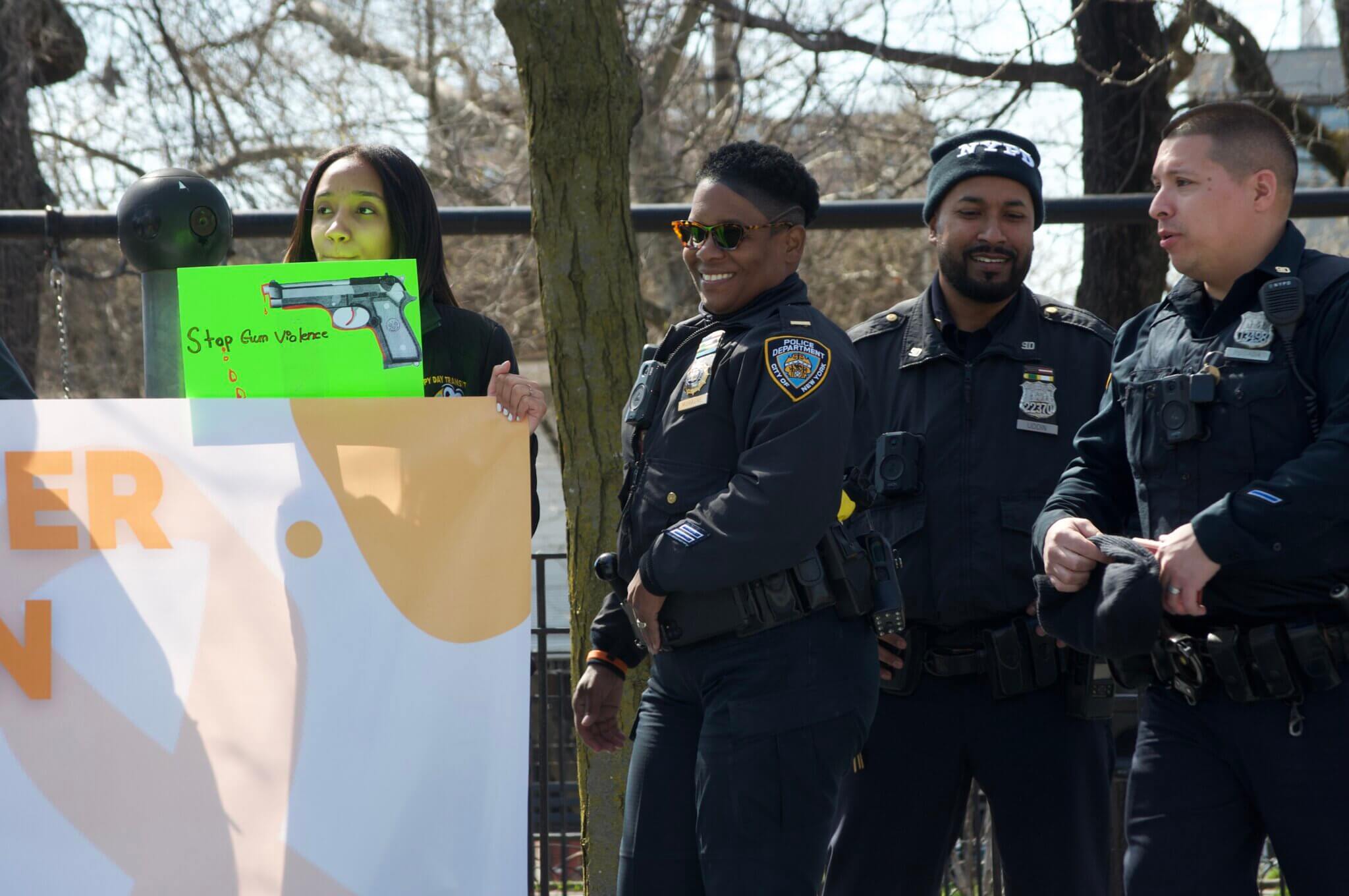 officers at the rally