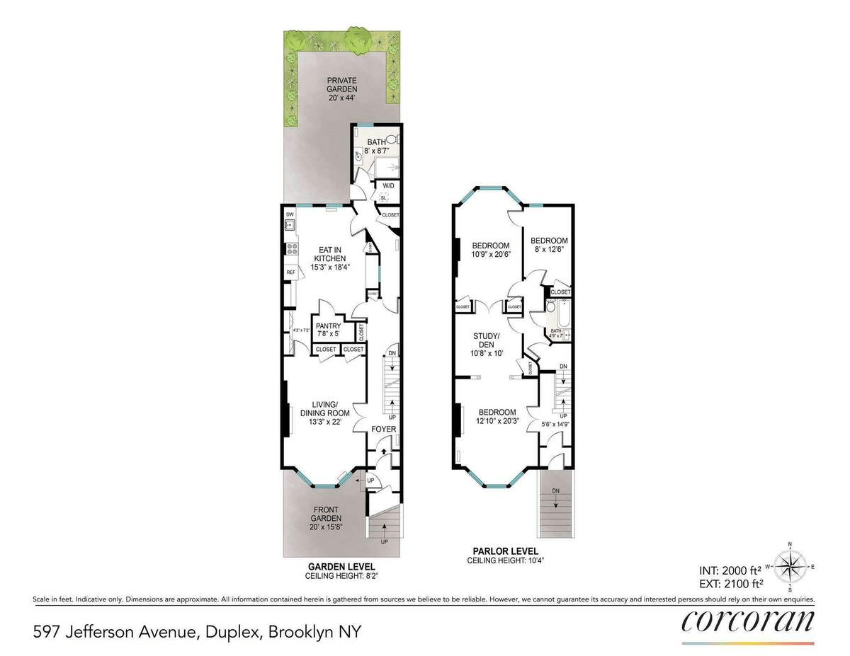 floor plan showing garden and parlor levels