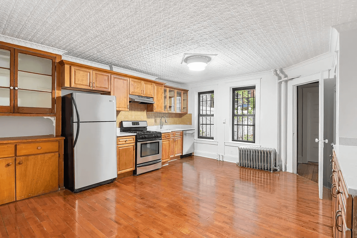 kitchen with tin ceiling