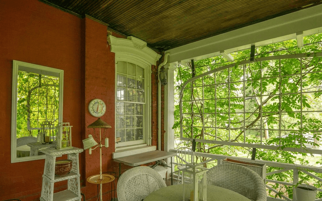 side porch with room for seating