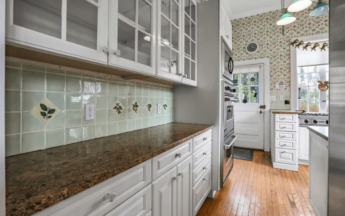 kitchen with white cabinets