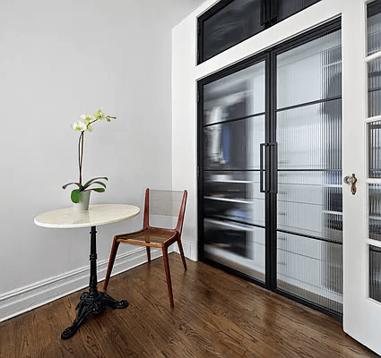 glass closet doors in the bedroom