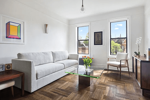 living room with two windows