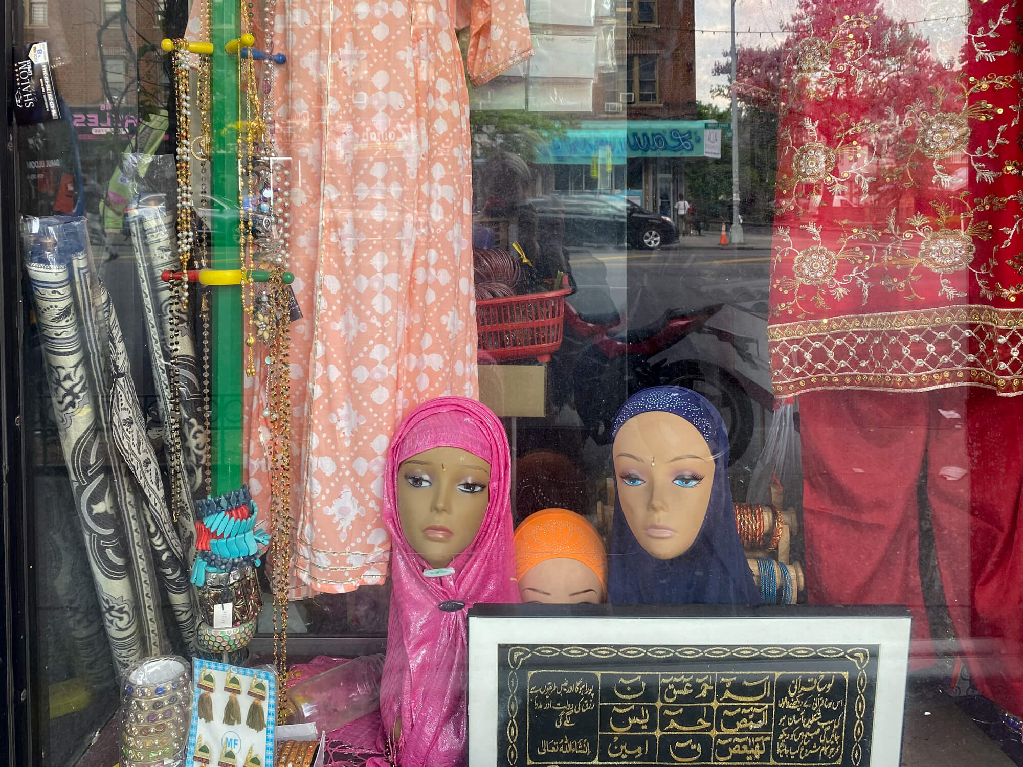 window display with textiles