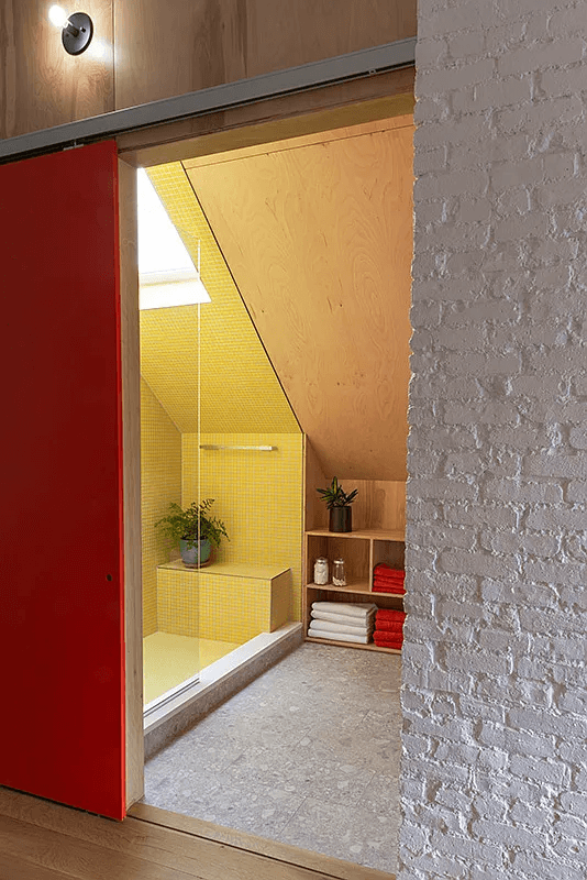 bathroom with sunken shower