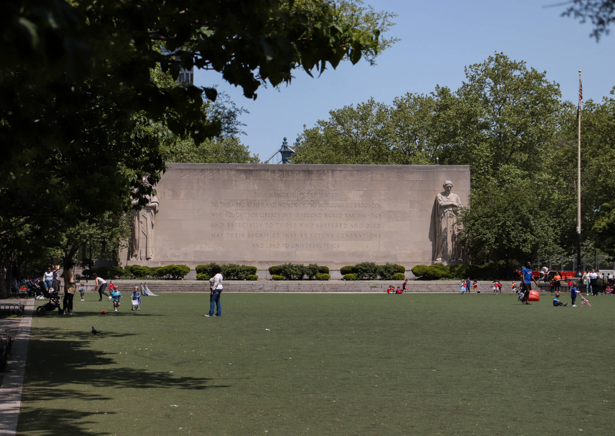 view of the war memorial at cadman plaza