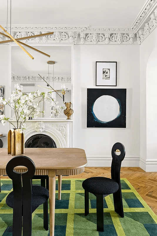 dining room with marble mantel