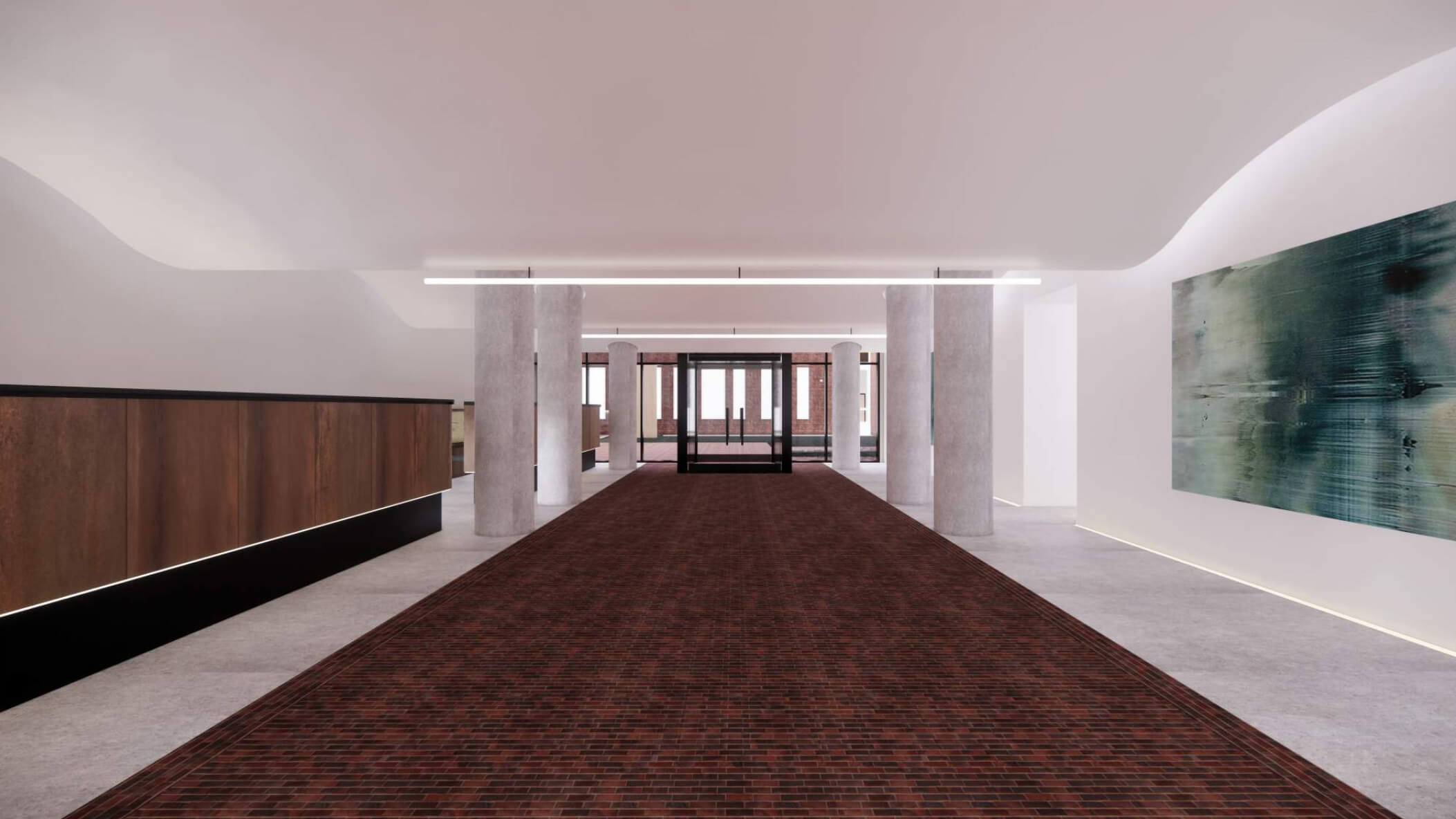 rendering of lobby with columns