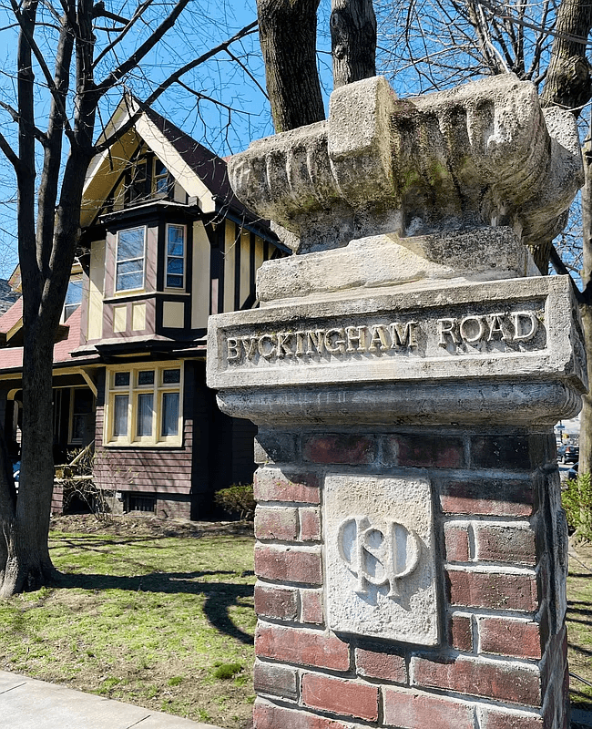exterior showing entrance marker to buckingham road