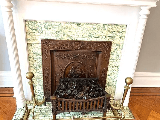 detail of mantel in living room