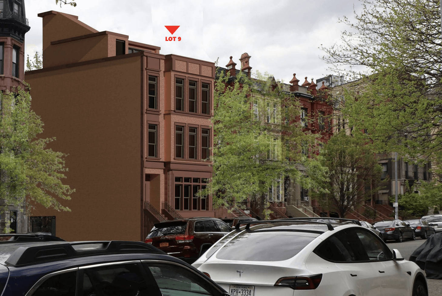 rendering: view of the proposed building from hancock street